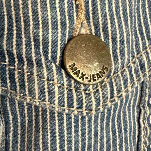 Max Jeans Blue White Striped Denim Trucker Jacket Women’s Medium Casual - Picture 5 of 10